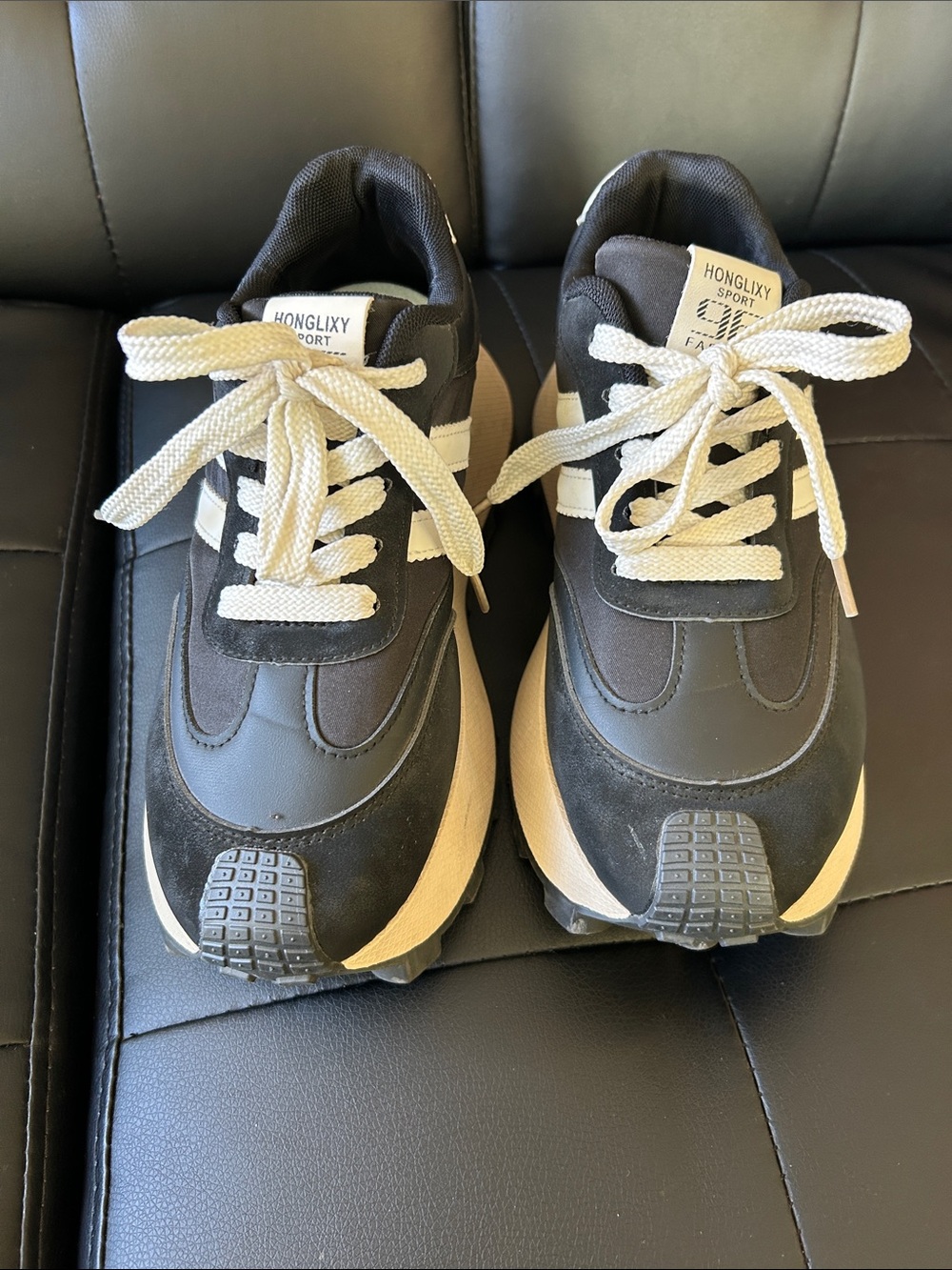 Chunky Women's Sneakers in Black and Cream by